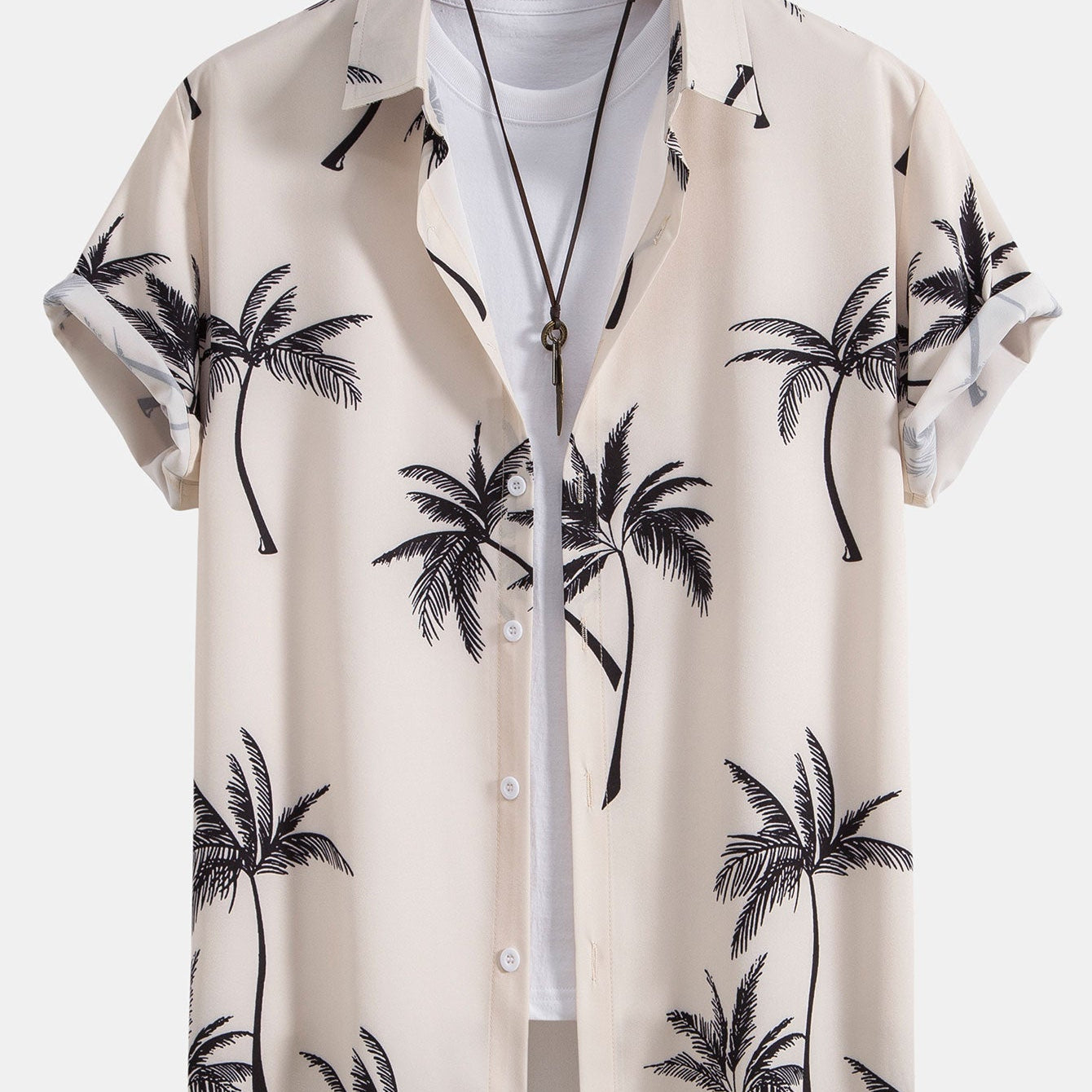 Button-Up Shirt with Palm Tree Print