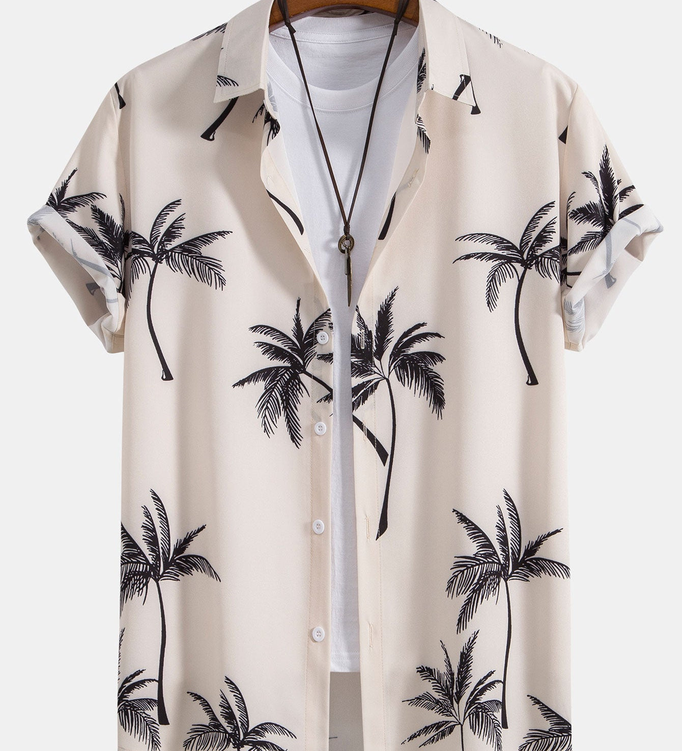 Button-Up Shirt with Palm Tree Print