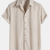 Short-Sleeved Corduroy Button Up Shirt & Shorts
