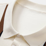 Geometric Stripe Jacquard Knit Polo Shirt
