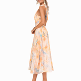 Aurora | Abito con Collo Halter e Stampa Acquerello