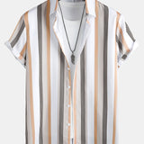 Striped Button-Up Shirt and Swim Shorts Set