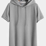 Ribbed Hooded T-Shirt for a Muscle Fit