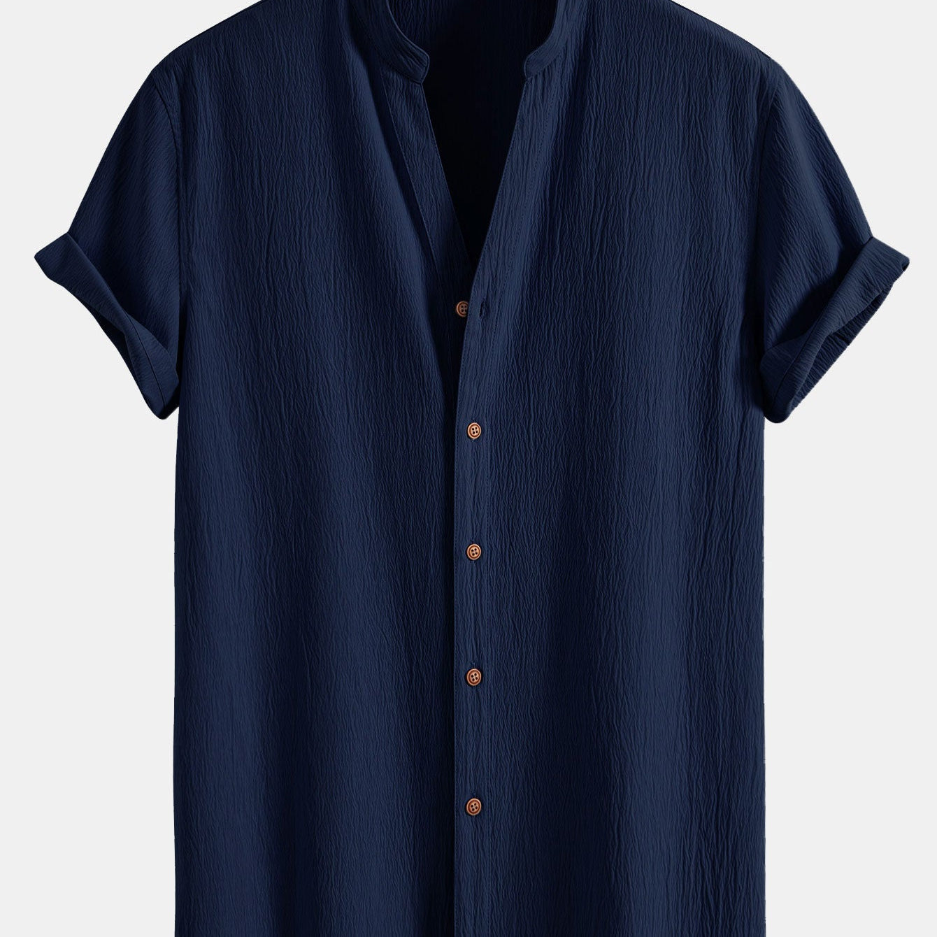 Textured V-Neck Shirt with Wrinkle Detail