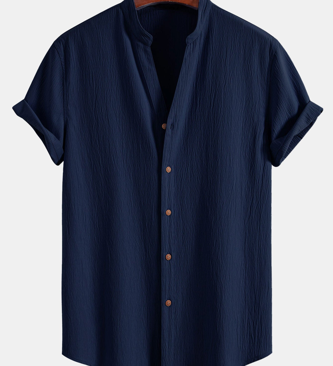Textured V-Neck Shirt with Wrinkle Detail