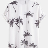 Button-Up Shirt with Palm Tree Print