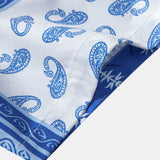 Button-Up Shirt with Paisley Border Design