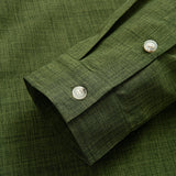 Long Sleeve Stand Collar Top with Straight Leg Linen Trousers