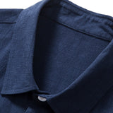 Button-Up Shirt and Drawstring Shorts Set in Linen-Rayon Blend