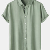 Textured Short Sleeve Button-Up Shirt