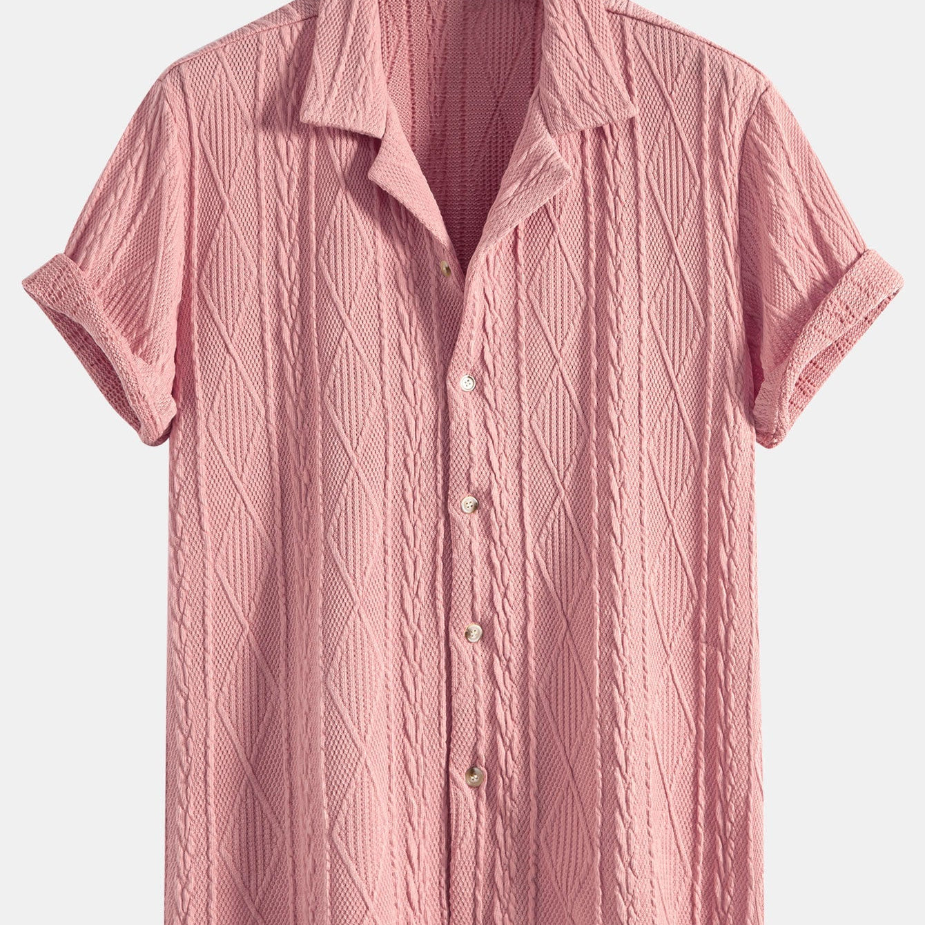 Geometric Knit Cuban Shirt with Textured Design