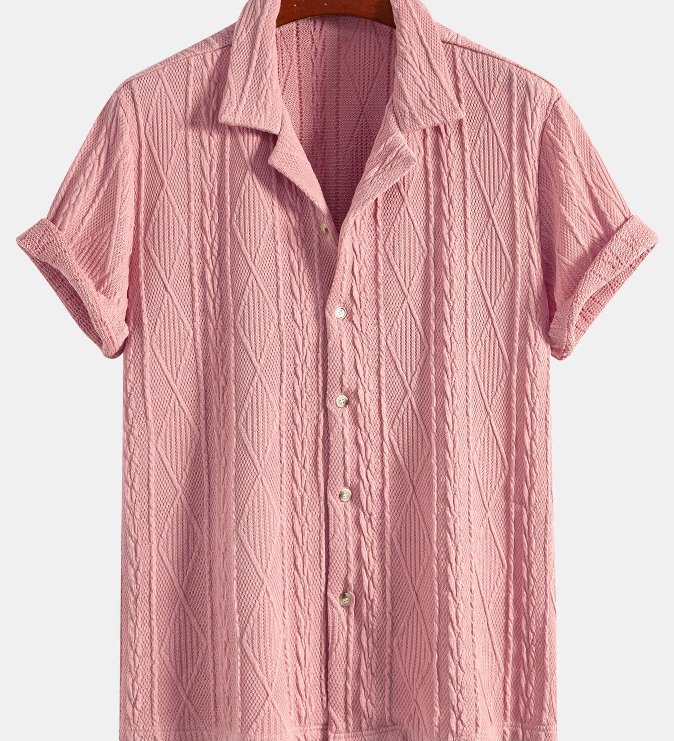 Geometric Knit Cuban Shirt with Textured Design