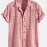 Geometric Knit Cuban Shirt with Textured Design