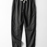 Ribbed Stand Collar Long Sleeve Muscle Fit Shirt with Straight Leg Linen Trousers