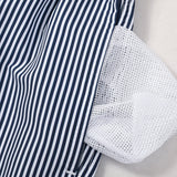 Island-Inspired Sailing Print Button-Up Shirt & Vertical Stripe Drawstring Swim Shorts