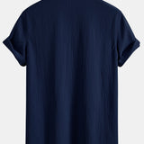Textured V-Neck Shirt with Wrinkle Detail