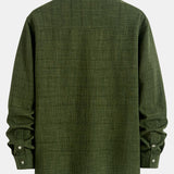 Long Sleeve Stand Collar Top with Straight Leg Linen Trousers