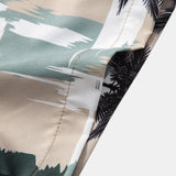 Color Block Palm Tree Print Button-Up Shirt with Matching Swim Shorts