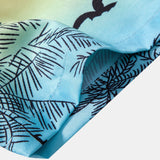 Button-Up Shirt with Palm Tree and Seagull Print