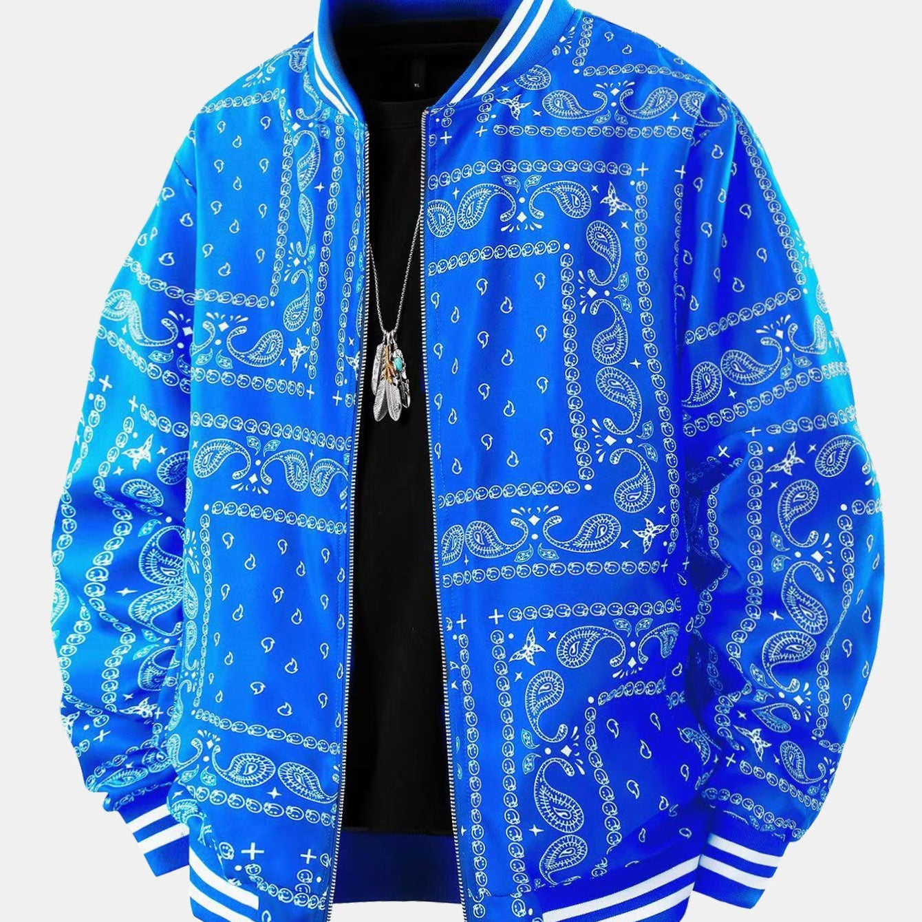 Paisley Patterned Baseball Jacket