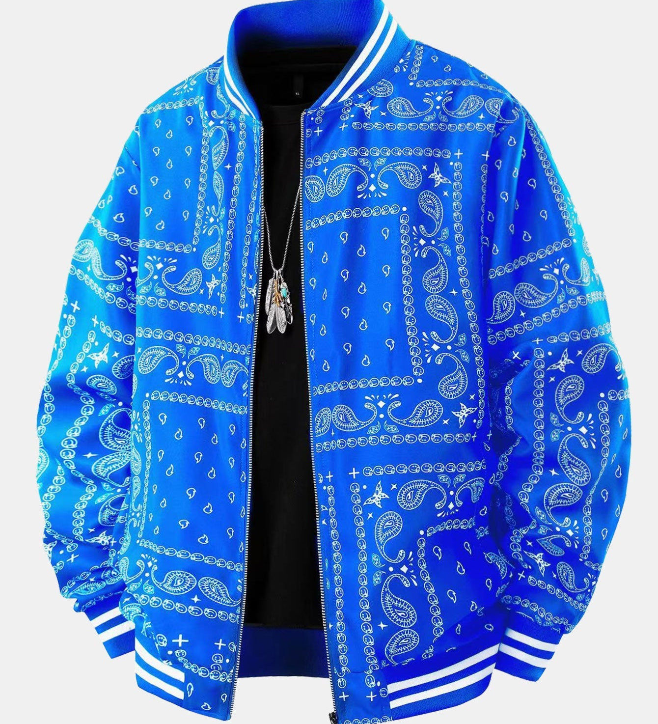 Paisley Patterned Baseball Jacket