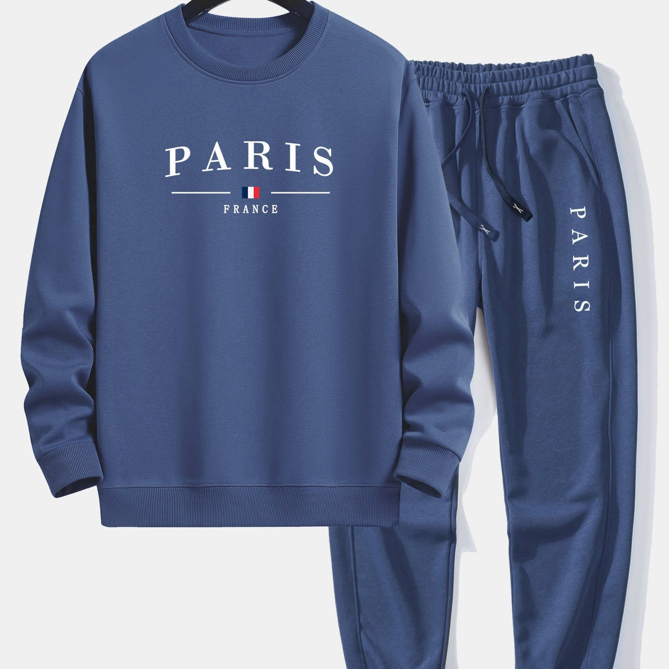 Relaxed Fit Paris Print Crew Neck Sweatshirt and Jogger Pants