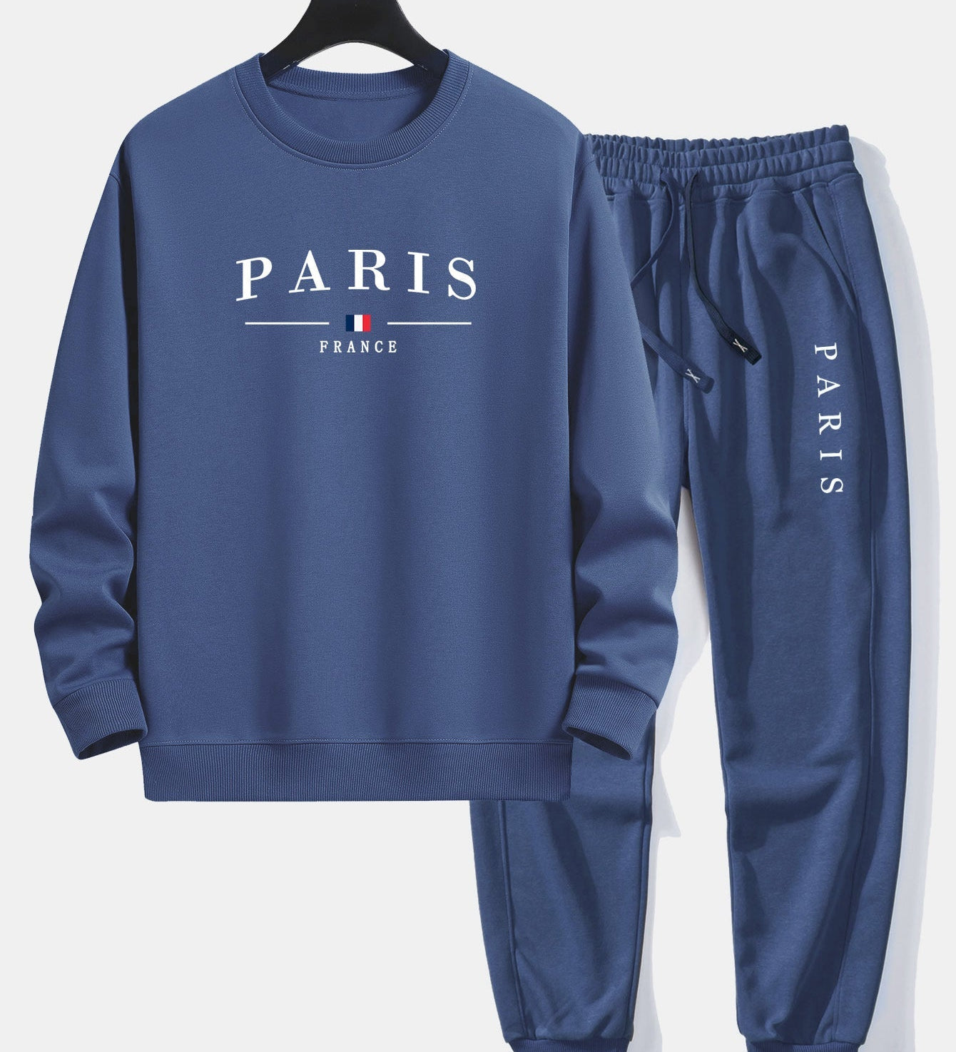 Relaxed Fit Paris Print Crew Neck Sweatshirt and Jogger Pants