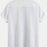 Textured Cuban Shirt with Contrast Details & Straight-Leg Trousers