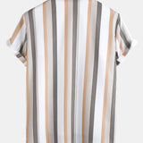 Striped Button-Up Shirt and Swim Shorts Set