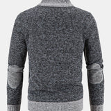 Faux Suede Patchwork Zip-Up Sweater