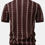 Geometric Pattern V-Neck Knit Polo