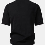 V-Neck Knitted T-Shirt with Drop Shoulder Design
