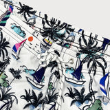 Palm Tree and Sailboat Pattern Swim Shorts