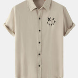 Smiley Face Graphic Button-Up Shirt