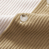 Color-Blocked Corduroy Button-Up Shirt