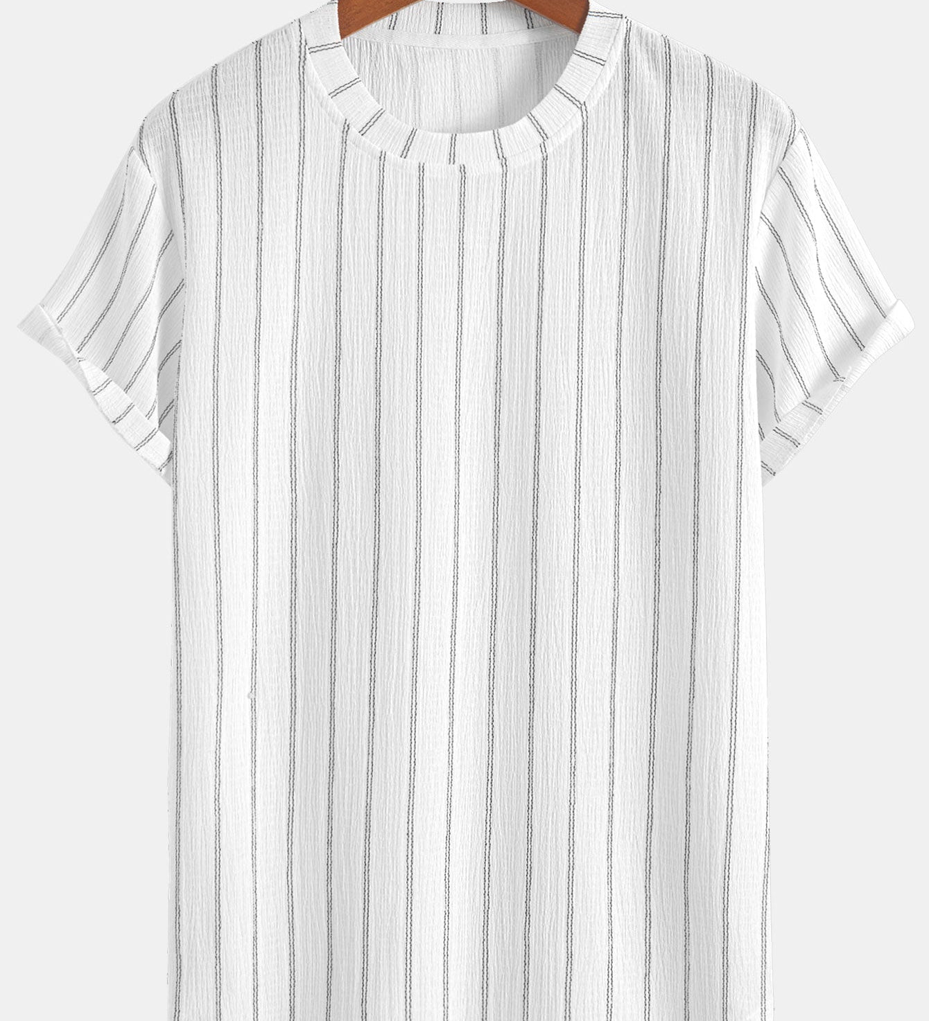 Striped Textured T-Shirt with Arc Hem