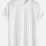 Striped Textured T-Shirt with Arc Hem