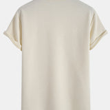 Striped Jacquard Short Sleeve T-Shirt with Arc Hem