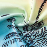 Button-Up Shirt with Palm Tree and Seagull Print