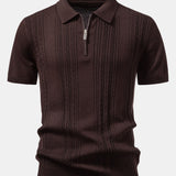 Twisted Jacquard Knit Zipper Polo & Slim Fit Tapered Pants