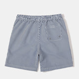 Island-Inspired Sailing Print Button-Up Shirt & Vertical Stripe Drawstring Swim Shorts