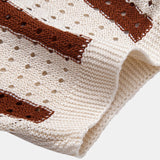 Striped Eyelet Knit Top & Straight-Leg Linen Trousers