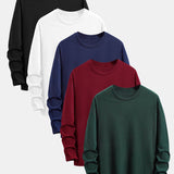 Set of 5 Essential Long Sleeve Cotton T-Shirts