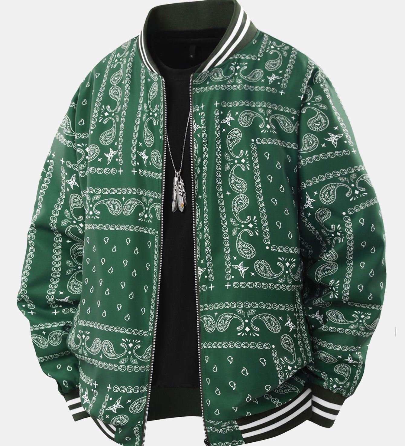 Paisley Patterned Baseball Jacket