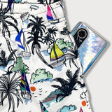 Palm Tree and Sailboat Pattern Swim Shorts