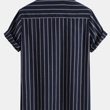 Striped Button-Up Shirt in Cotton Blend