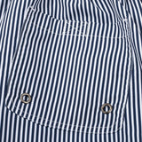 Island-Inspired Sailing Print Button-Up Shirt & Vertical Stripe Drawstring Swim Shorts