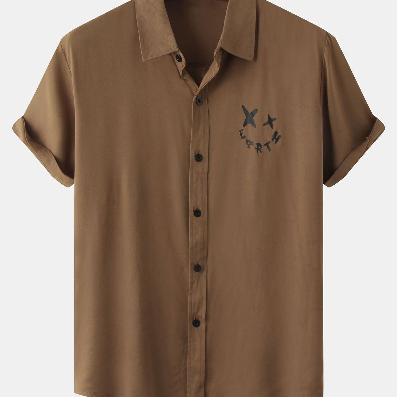 Smiley Face Graphic Button-Up Shirt