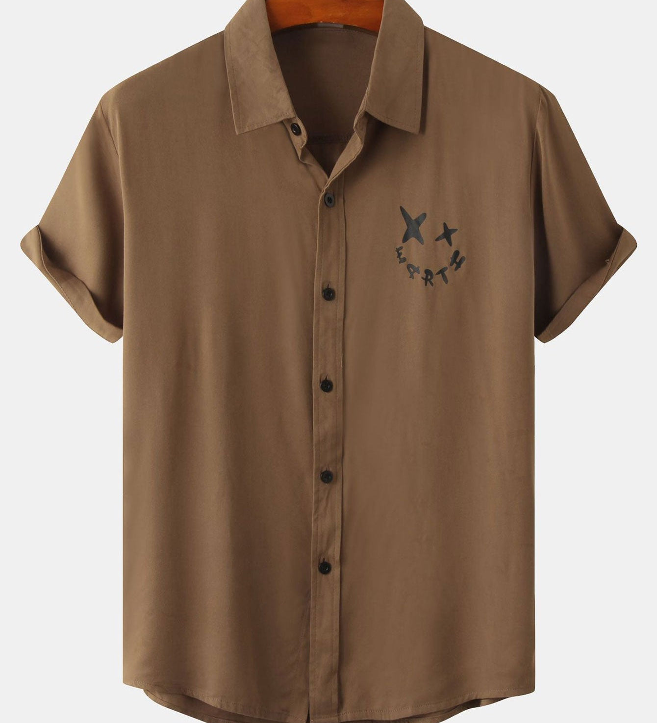 Smiley Face Graphic Button-Up Shirt