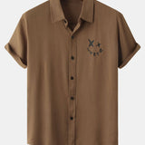 Smiley Face Graphic Button-Up Shirt